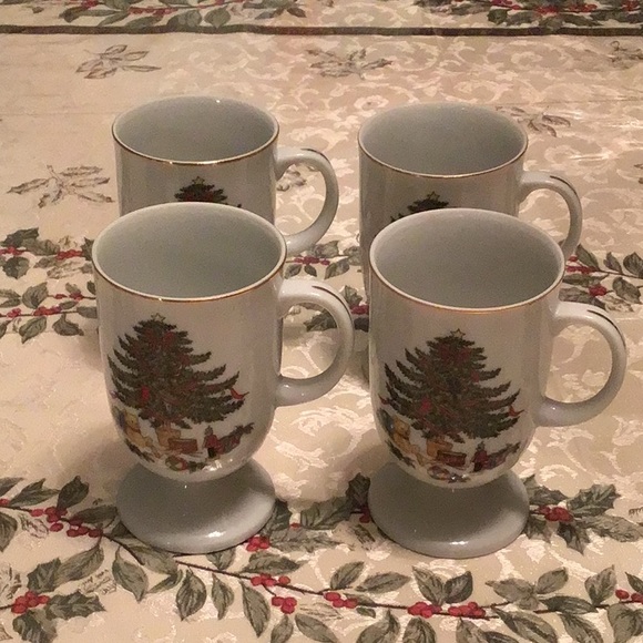 CHRISTMAS CERAMIC MUGS WITH GOLD TRIM - Picture 5 of 5